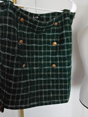 Fate Dark Green Plaid Tweed Double-Breasted Jacket